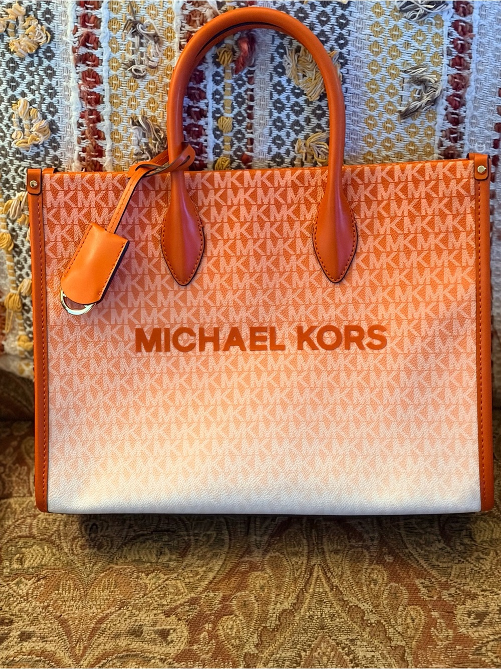Michael Kors Orange Ombre Signature Tote